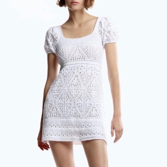BNWT Zara Knit Crochet Dress White XS - Picture 4 of 6